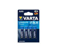 VARTA - Pilas alcalinas LongLife Power AAA LR03 (blister de 4 unidades), diámetro 10,5 mm y altura 44,5 mm, ideales para dispositivos de bajo consumo