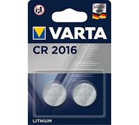 Varta Pila de botón de litio de 3 V CR2016, pilas de botón en un blíster original de 2 unidades