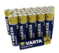 Varta Pila Longlife AA Mignon LR06 (paquete de 24 unidades), pilas alcalinas - «Made in Germany» - Adecuado para mandos a distancia, radios, despertadores y relojes