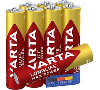 Varta Pila Longlife Max Power AAA Micro LR03 (paquete de 8 unidades), pilas alcalinas - «Made in Germany» - Adecuado para juguetes y aparatos de uso cotidiano