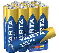 Varta Pila Longlife Power AAA Micro LR03 (paquete de 12 unidades), pila alcalina para juguetes, linternas, mandos y otros aparatos que funcionan con pilas, azul