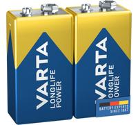 VARTA Pilas 9V, Pack de 2, Longlife Power, alcalinas | 6LP3146 9 V, pila de bloque de larga duración, conservación hasta 10 años, para detector de humo, aparatos de medición