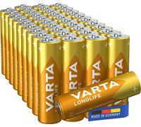 VARTA Pilas AA, Pack de 40Tray, Longlife Power, alcalinas | LR6 1,5 V, Made in Germany, conservación hasta 10 años, para consola de juegos, cepillo de dientes, ratón, mando o linterna