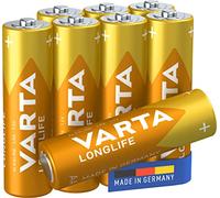VARTA Pilas AA, paquete de 8, Longlife, Alcalinas, 1,5V, aptas para mandos a distancia, despertadores, radios, relojes de pared, Made in Germany