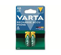 VARTA Pilas AA, recargables, paquete de 2, Recharge Accu Phone, batería recargable, 1600 mAh Ni-MH, listas para usar, aptas para teléfonos inalámbricos