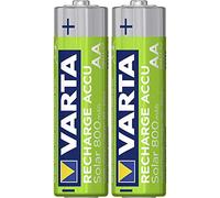 VARTA Pilas AA, recargables, paquete de 2, Recharge Accu Solar, batería recargable, 800 mAh Ni-MH, listas para usar, desarrolladas para luces solares de jardín