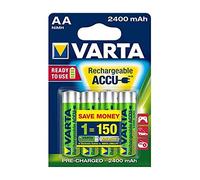 VARTA Pilas AA, recargables, paquete de 4, Recharge Accu Power, batería recargable, 2400 mAh Ni-MH, sin efecto memoria, precargadas, listas para usar