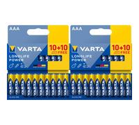 VARTA Pilas AAA Alcalinas de Alto Rendimiento, VARTA Longlife Power, Ultra Larga Duración, Energía Continua, Ideal para Controles Remotos, Juguetes Electrónicos, Linternas, Lámparas, Relojes, Cámaras