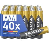 VARTA Pilas AAA, paquete de 40, Power on Demand, Alcalinas, 1,5V, para accesorios de ordenador, dispositivos Smart Home, linternas, Made in Germany