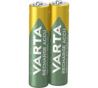 VARTA Pilas AAA, recargables, paquete de 2, Recharge Accu Recycled, batería recargable, 800 mAh Ni-MH, fabricadas con un 21% de materiales reciclados, precargadas, listas para usar