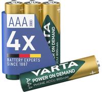 VARTA Pilas AAA, Recargables, Paquete de 4, Power on Demand, Recharge Accu Phone, batería Recargable, 800 mAh Ni-MH, Listas para Usar, aptas para teléfonos inalámbricos