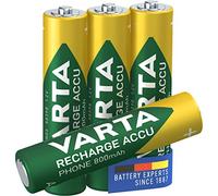 VARTA Pilas AAA, recargables, paquete de 4, Recharge Accu Phone, batería recargable, 800 mAh Ni-MH, listas para usar, aptas para teléfonos inalámbricos