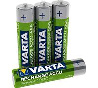 VARTA Pilas AAA, recargables, paquete de 4, Recharge Accu Power, batería recargable, 1000 mAh Ni-MH, sin efecto memoria, precargadas, listas para usar