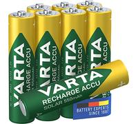 VARTA Pilas AAA, recargables, paquete de 8, Recharge Accu Solar, batería recargable, 550 mAh Ni-MH, listas para usar, desarrolladas para luces solares de jardín