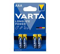 VARTA Pilas AAA, paquete de 4, Longlife Power, Alcalinas, 1,5V, para juguetes, ratones inalámbricos, linternas eléctricas, Made in Germany