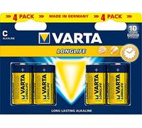 VARTA - Pilas alcalinas tamaño C (LR14) Longlife de 1,5 V, Paquete de 4