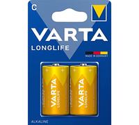 VARTA Pilas C Baby, paquete de 2, Longlife, Alcalinas, 1,5V, aptas para mandos a distancia, despertadores, radios, relojes de pared, Made in Germany