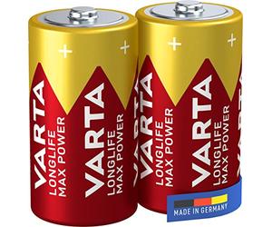 VARTA Pilas C Baby, paquete de 2, Longlife Max Power, Alcalinas, 1,5V, aptas para cámaras digitales, controladores, monitores de presión arterial, Made in Germany