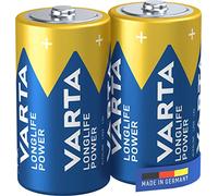 VARTA Pilas C Baby, paquete de 2, Longlife Power, Alcalinas, 1,5V, aptas para accesorios de computadora, linternas eléctricas, cámaras, Made in Germany