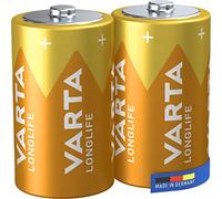 VARTA Pilas D Mono, paquete de 2, Longlife, Alcalinas, 1,5V, aptas para mandos a distancia, despertadores, radios, relojes de pared, Made in Germany