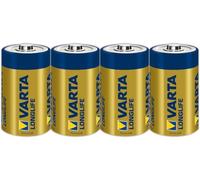 VARTA Pilas D Mono, paquete de 4, Longlife, Alcalinas, 1,5V, aptas para mandos a distancia, despertadores, radios, relojes de pared, Made in Germany