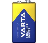 VARTA Pilas de 9V, paquete de 1, Longlife Power, Alcalina, para detectores de incendios, detectores de humo, micrófonos