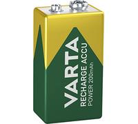 VARTA Pilas de 9V, recargables, paquete de 1, Recharge Accu Power, batería recargable, 200 mAh, sin efecto memoria, precargadas, listas para usar