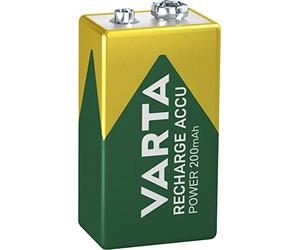 VARTA Pilas de 9V, recargables, paquete de 1, Recharge Accu Power, batería recargable, 200 mAh, sin efecto memoria, precargadas, listas para usar