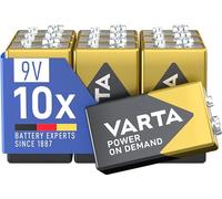 VARTA Pilas de Bloque 9V, paquete de 10, Power on Demand, Alcalinas, paquete de almacenamiento, inteligentes, flexibles, potentes, aptas para detectores de humo