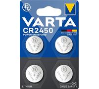VARTA Pilas de botón CR2450, Pack de 4, Power on Demand, Lithium, 3 V