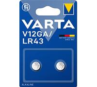 VARTA Pilas de botón V12GA/LR43, Pack de 2, alcalinas Special, 1,5 V | embalaje seguro para niños, para termómetro, pulsómetro, llave de coche, mando a distancia, báscula o calculadora
