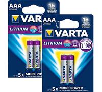 Varta Professional Lithium AAA - Pilas (Litio, Cilíndrico, 1,5V, 4,45 cm, 1,05 cm, 7,7g (0.272 oz)), plata, 1 paquete con 4 pilas