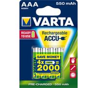 Varta Pilas recargables AAA 56743101404 NiMH 550 mAh 1,2 V Listas para usar – Blíster 4