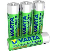 VARTA Recharge Accu Power, recargable - Pilas de NiMH AA Mignon (paquete de 4 unidades, 2400 mAh) - Recargables sin efecto de memoria - Listo para usar