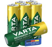 VARTA Recharge Accu Power, recargable - Pilas de NiMH AA Mignon (paquete de 6 unidades, 2100 mAh) - Recargables sin efecto de memoria - Listo para usar