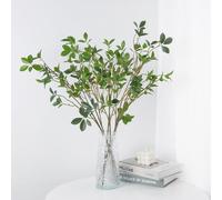 VaryFloral 6 Piezas Ramas Artificiales Decorativas Plantas Artificiales Ficus Planta Artificial Verde Arbustos Plantas Artificiales Decorativas Ficus con Hojas de Eucalipto para Oficina Tienda Jarrón