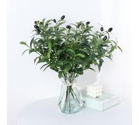 VaryFloral 6 Piezas Ramas Olivo Artificial 45cm Ramas Artificiales Decorativas Plantas Artificiales con Fruto de Aceituna Plantas Decorativas Artificiales Hojas Verdes para Jardín Casa Oficina Boda