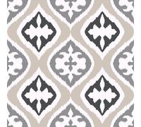 VaryFloral Papel pintado autoadhesivo de damasco para muebles, 30,5 cm x 300 cm, diseño geométrico, color beige y gris, lámina para muebles, autoadhesiva, resistente al agua, para mesa de trabajo