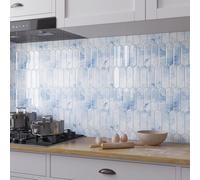 VaryPaper Azulejos Adhesivos Cocina Marmol Azul Claro 30.5cmx30.5cm 10 Piezas 3D Baldosas Adhesivas pared Cocina Vinilos Baño Azulejos Losetas Autoadhesivas Chimenea Adhesivo pared Decorativo