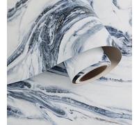 VaryPaper Papel de Parede Marmol Blanco y Azul Marino Mate 40cmx200cm Vinilo Adhesivo Muebles Papel Tapiz Autoadhesivo Baño Salon Vinilo para Encimera de Cocina Impermeable Armario Mesa