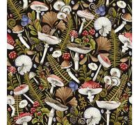 VaryPaper Papel Pintado de Setas Otoñales Vintage 44.5cmx200cm Papel de Pared Hojas Tropicales Vinilos Adhesivos para Muebles Negro Mate Vinilo Baño Impermeable Salon Dormitorio Infantil Armario