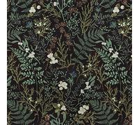 VaryPaper Papel Pintado Hoja Tropical Verdes Musgo Papel de Pared Flores Vintage 44.5cmx800cm Papel Autoadhesivo Pared Negro Papel Para Forrar Muebles Adhesivo Papel Pintado Cocinas Lavable Salon