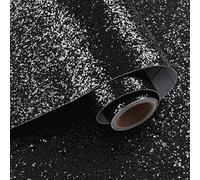 VaryPaper Papel pintado negro grueso con purpurina de 40 x 200 cm, papel de contacto con lentejuelas brillantes, parte trasera adhesiva, papel tapiz de tela gruesa para sala de estar, dormitorio