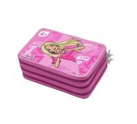 VARZI Barbie Estuche Escolar 3 Compartimentos Rosa - Con Cremallera y Diseño Brillante - Organizador Completo para Niña, Rosa, 3 cremalleras