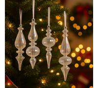 Varzi desde 1956 - Adorno navideño de cristal con acabado iridiscente, elegante y luminoso, 4 modelos surtidos para una decoración única y refinada del árbol de Navidad, 22 cm