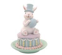 VARZI Figura decorativa de conejo con tarta de 15 cm, decoración de Pascua 1956