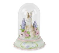 VARZI Figura decorativa de conejo de Pascua con Cloche y flores LED 31 cm, decoración de Pascua elegante con luces para casa y mesa, idea regalo Pascua 1956