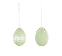 VARZI Huevo de Pascua decorativo salvia con encaje, 6 cm, elegante adorno para Pascua, decoración doméstica, centro de mesa, fiestas y arreglos festivos 1956