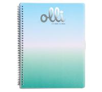 VARZI Olli Maxi Cuaderno A4 con espiral con purpurina Rainbow - 70 hojas 70 g/m², cubierta PP degradado, interior a rayas o cuadros 5 mm (Rainbow Glitter 3 rayas 1R)