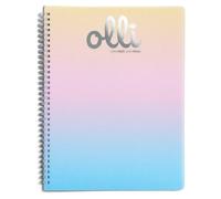 VARZI Olli Maxi Cuaderno A4 con espiral con purpurina Rainbow - 70 hojas 70 g/m², cubierta PP degradado, interior a rayas o cuadros 5 mm (Rainbow Glitter 2 rayas 1R)